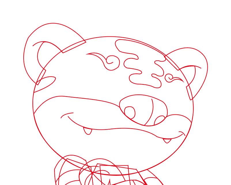 Illustrator手绘挑衅的小老虎矢量图图标的技巧  第4张