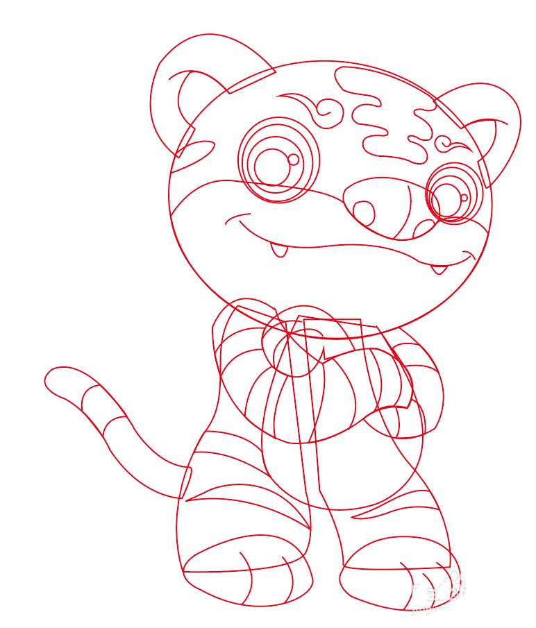 Illustrator手绘挑衅的小老虎矢量图图标的技巧  第6张