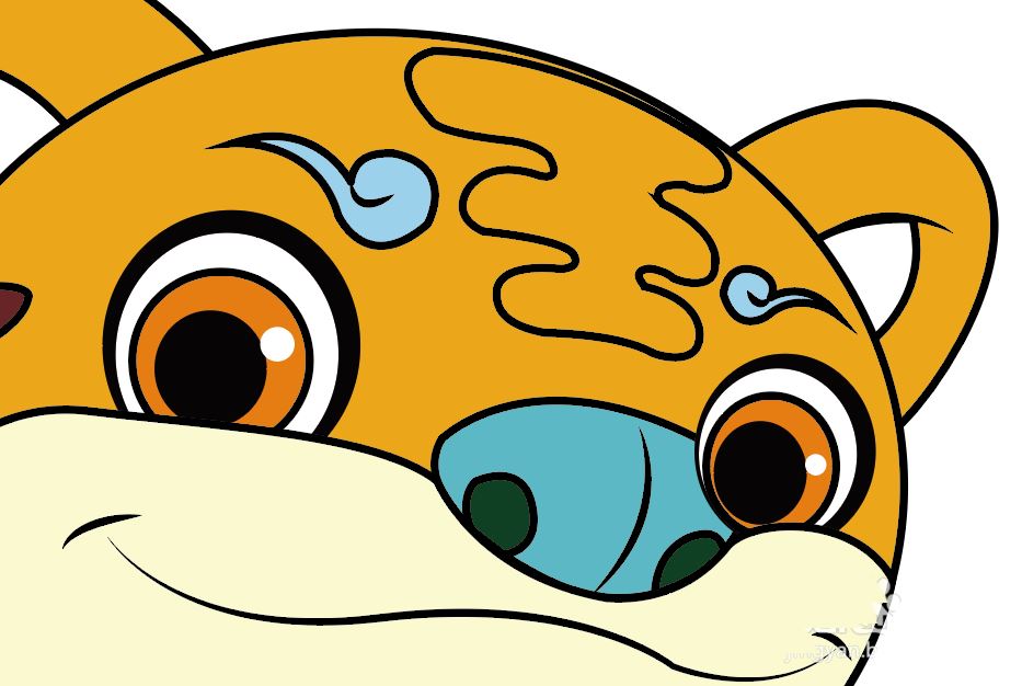 Illustrator手绘挑衅的小老虎矢量图图标的技巧  第8张