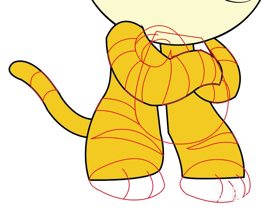 Illustrator手绘挑衅的小老虎矢量图图标的技巧  第9张