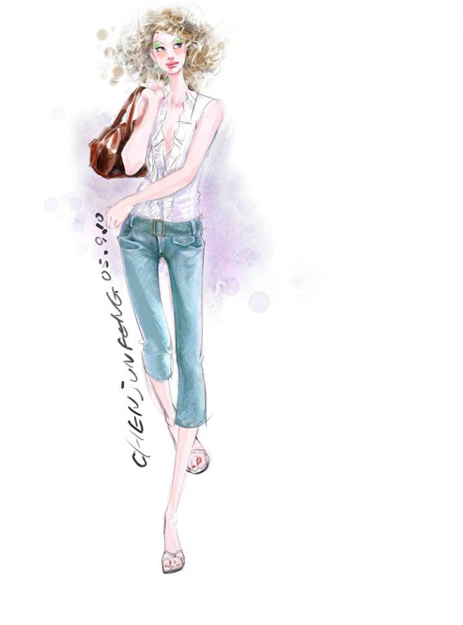 Painter快速手绘女子时装效果图方法