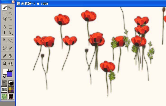 Painter喷图中使用竖型花草效果的详细的教程  第5张