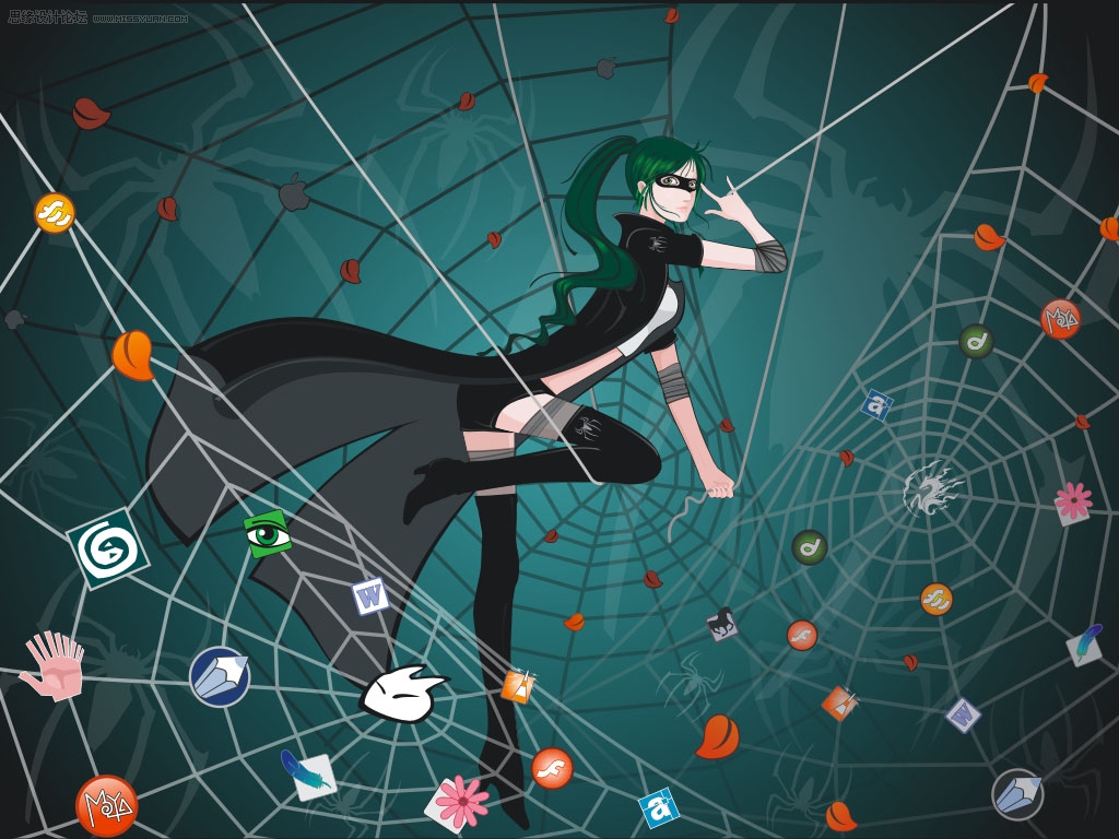 Coreldraw贝赛尔曲线鼠绘漂亮的矢量蜘蛛女侠图片设计教程