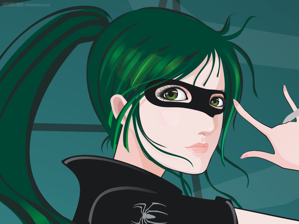 Coreldraw贝赛尔曲线鼠绘漂亮的矢量蜘蛛女侠图片设计教程  第13张