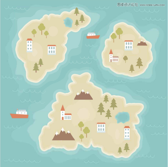 用AI制作卡通的地图插画的Illustrator插画设计教程