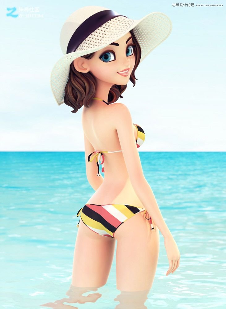 MAYA和MODO制作盛夏海边唯美女孩图片的MAYA设计教程