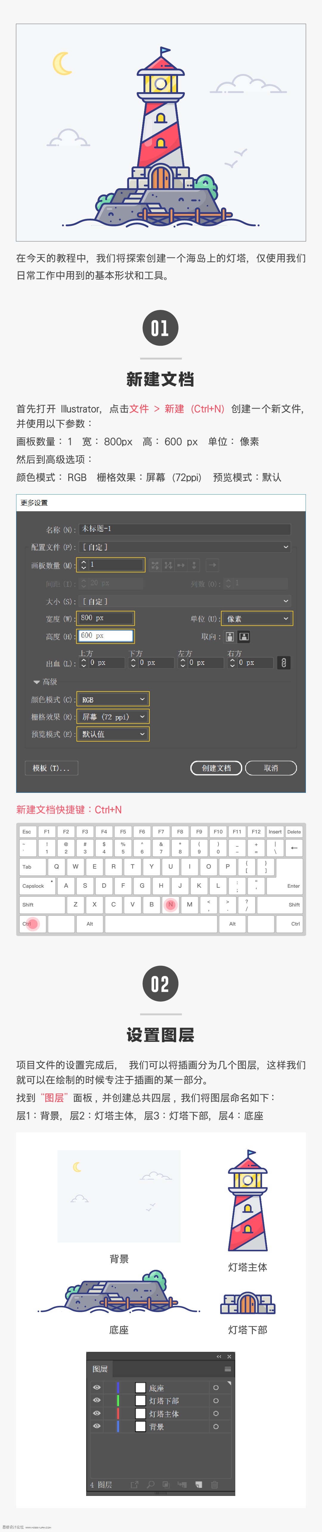 用AI绘制描边风格灯塔图标插图的Illustrator图标设计教程  第2张