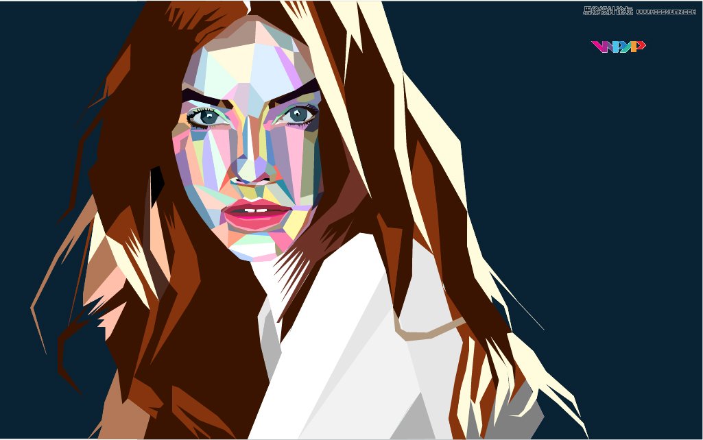 Illustrator绘制彩色低多边形特效人像效果教程