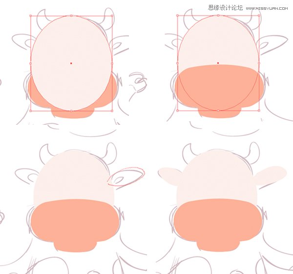 Illustrator网格工具绘制可爱的插画奶牛效果图 第4张 Illustrator网格工具绘制可爱的插画奶牛效果图 第4张