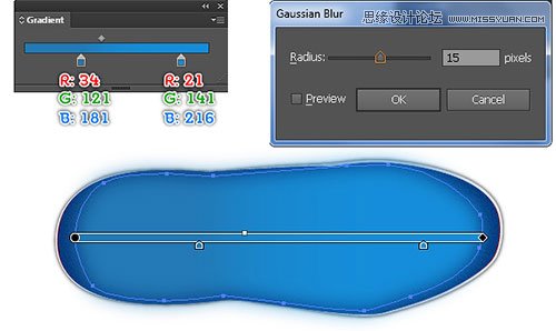 Illustrator绘制蓝色逼真的运动鞋效果图设计教程  第12张