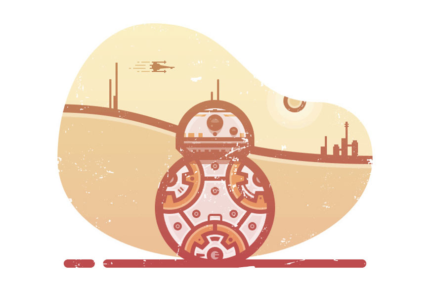 使用Illustrator绘制星球大战电影中的复古机器人