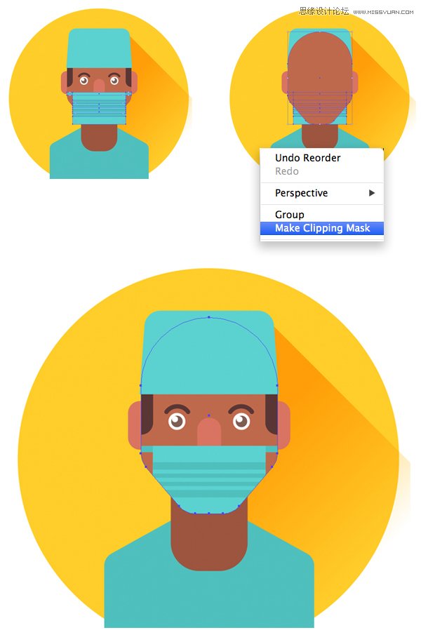 Illustrator绘制扁平化风格的外科医生头像 第4张 Illustrator绘制扁平化风格的外科医生头像 第4张