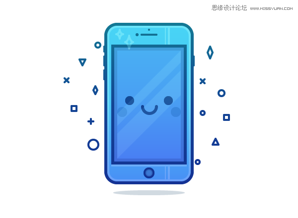 Illustrator绘制蓝色可爱的手机插画图标 第1张 Illustrator绘制蓝色可爱的手机插画图标 第1张