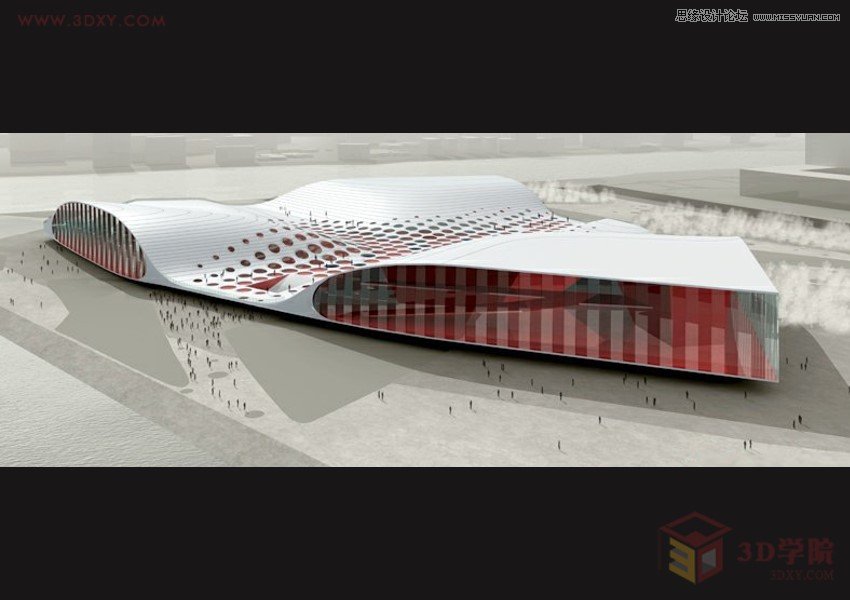 3DMAX利用Poly制作异形体育馆建筑效果  第2张