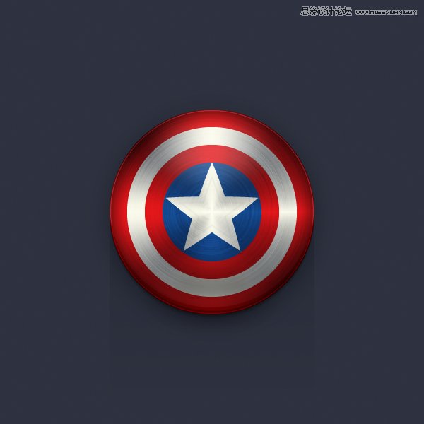 Illustrator绘制逼真的美国队长盾牌图标