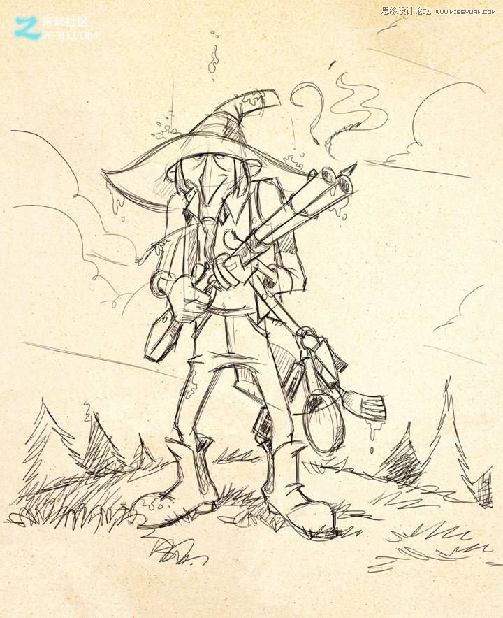 3dmax和zbrush制作瘦老头打鸟行动  第2张