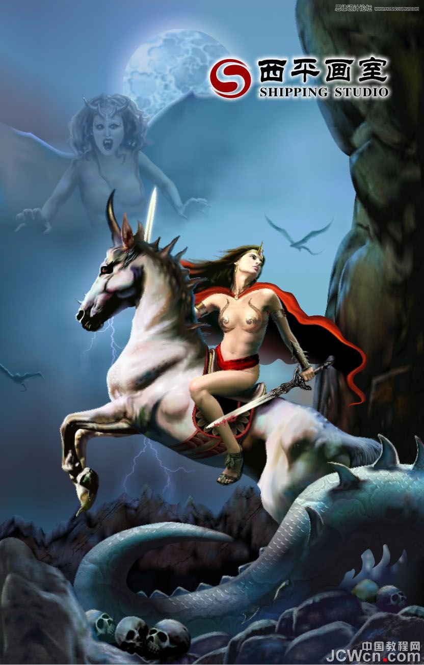 CorelDRAW巧用网格工具绘制恶魔谷插画