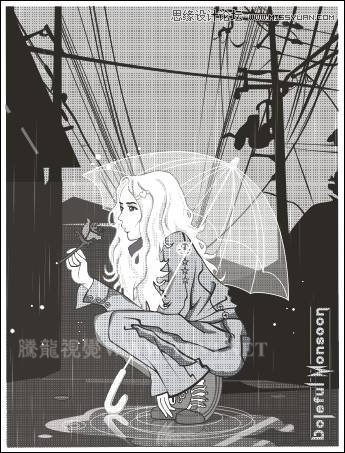 CorelDRAW方形网点纸制作实例之雨中的玫瑰