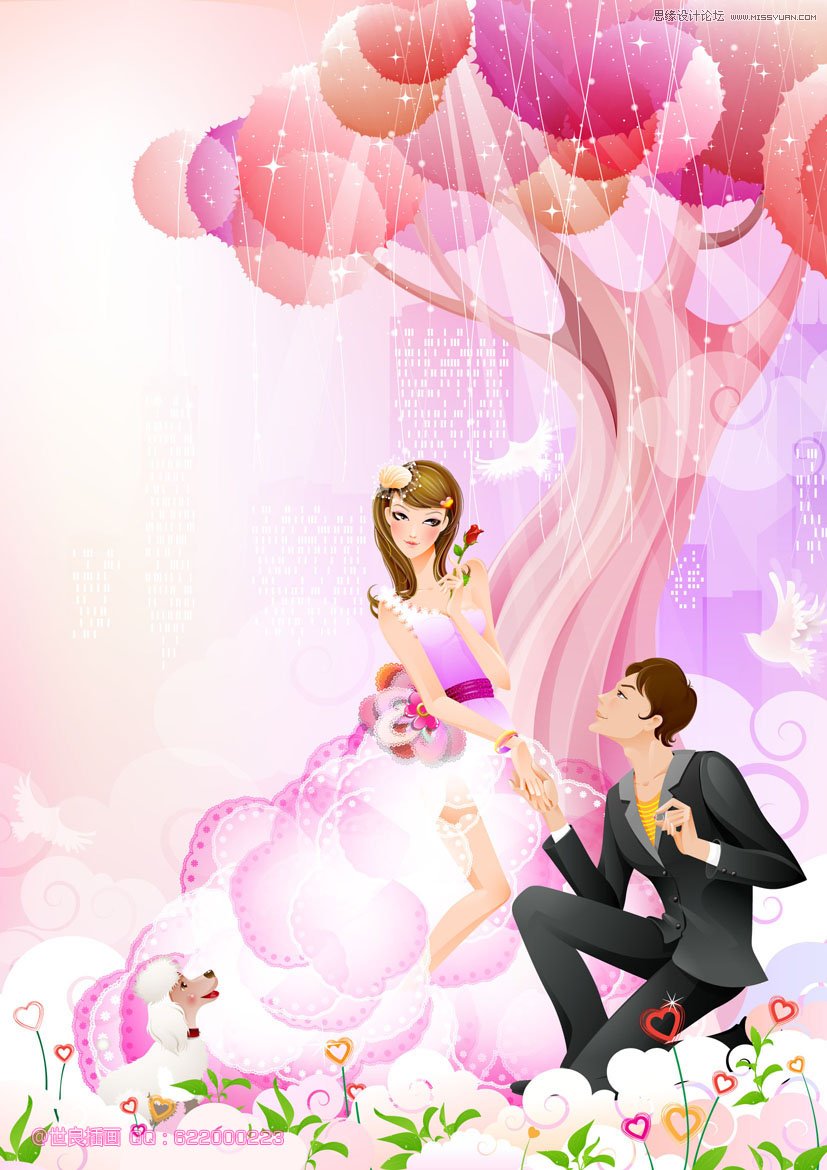 Illustrator绘制浪漫时尚的情人节插画场景