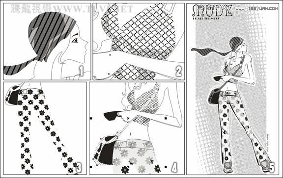 CorelDRAW绘制半调图案背景前的摩登少女  第2张
