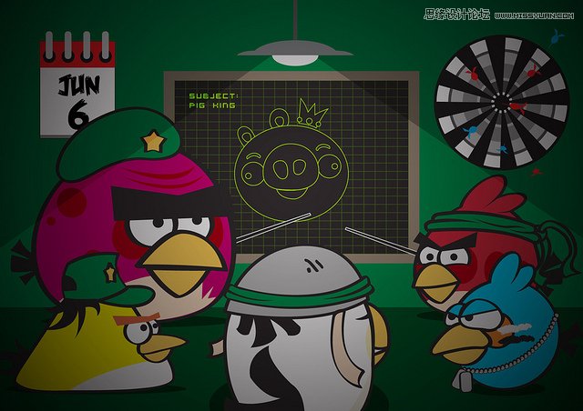 Illustrator绘制疯狂的小鸟恶搞场景