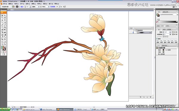 Illustrator绘制矢量风格的中国花鸟画  第7张