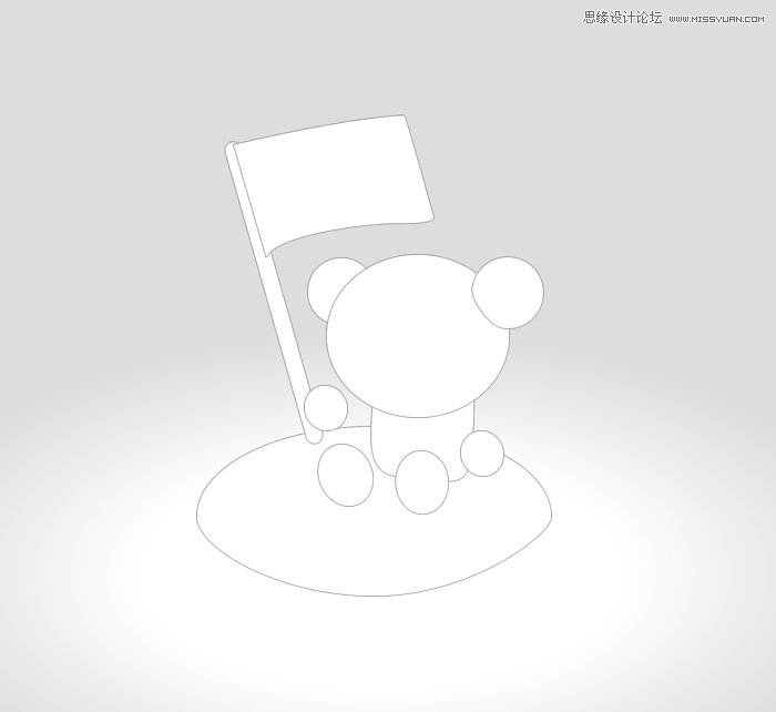 Illustrator绘制卡通立体效果的小熊图标  第2张