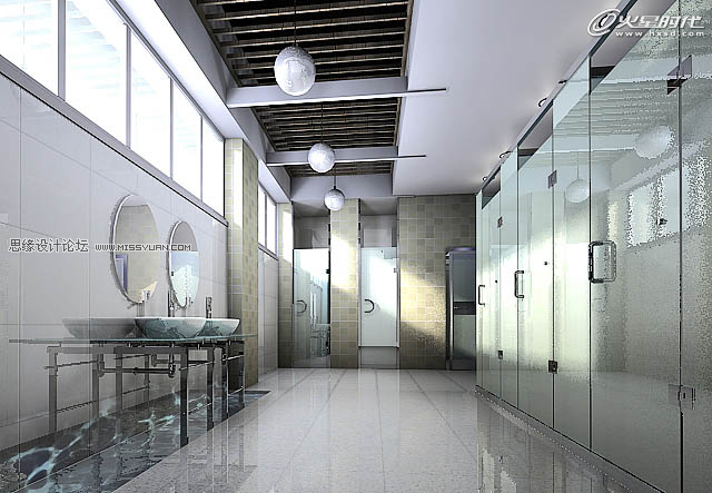 3DMAX基础教程：公共卫生间效果图渲染